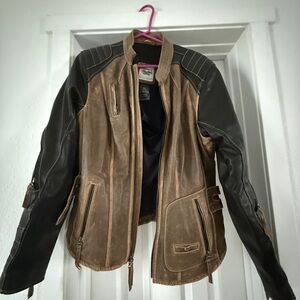 Harley-Davidson Brown and Black Leather Jacket 2XL